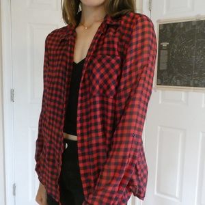 Black and Red Flannel Button-up